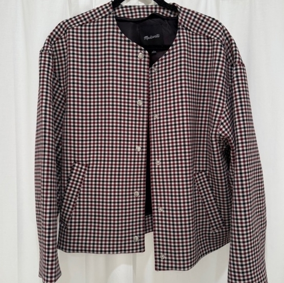 NWT - Madewell Women's Suiting Bomber Jacket - Yarn Dyed Plaid Checkered - XXL - Picture 6 of 12